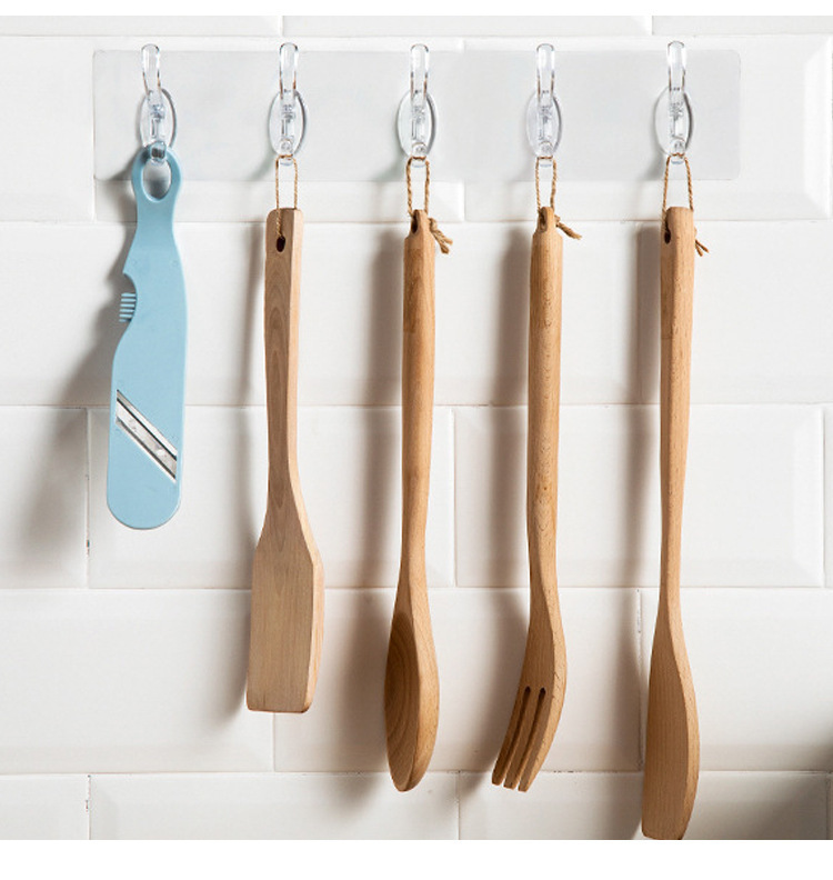 Gancho de la capa de cristal fila del hogar sin perforador largo transparente Puerta de carga trasera cocina gancho de baño