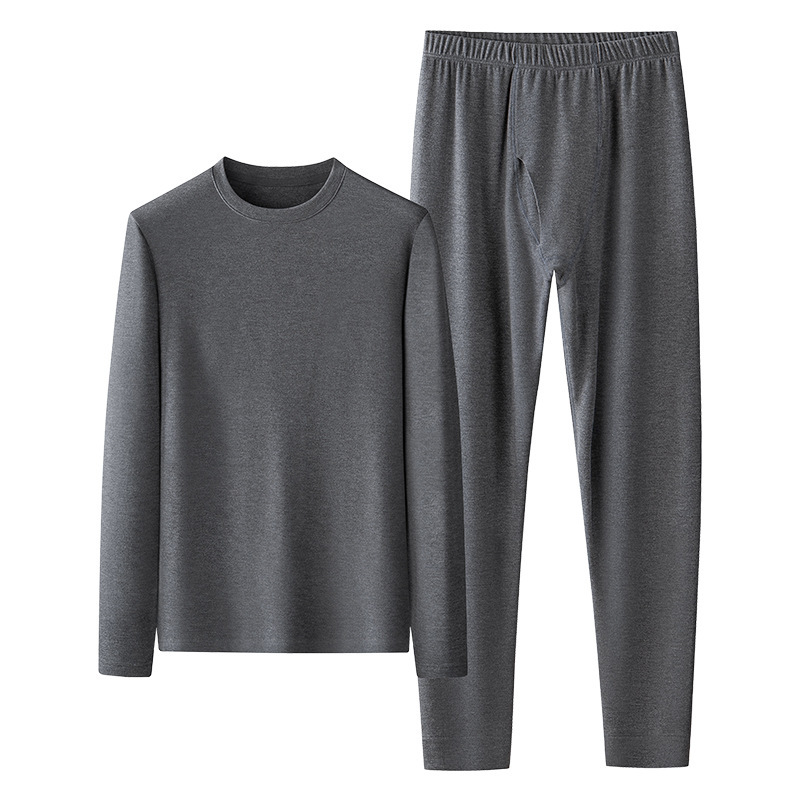 [Agregue fertilizante y aumente] Nueva ropa interior térmica de cuello redondo para hombre de otoño e invierno de terciopelo de doble cara más conjunto grueso de terciopelo