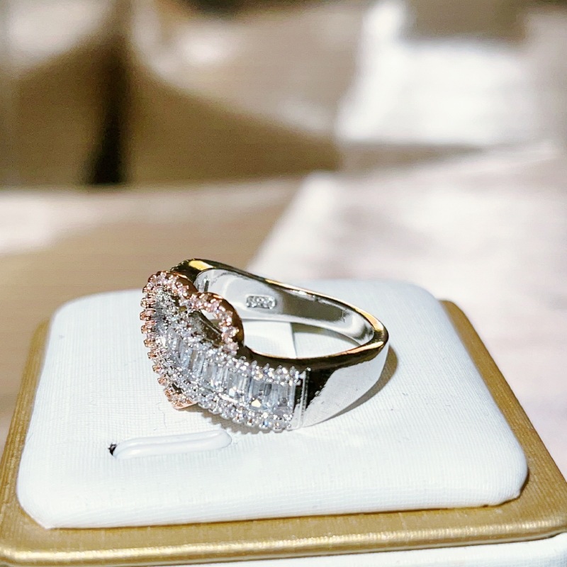 Heart Shape Pattern Wholesale Romantic Heart Shape Copper Plating Inlay Zircon Rings