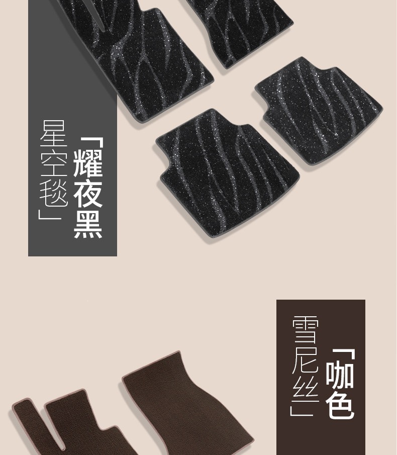 Suitable for car upper layer starry sky carpet floor mats, driver's seat replacement carpet, waterproof and wear-resistant, for rear, driver's and passenger's seats, and the entire vehicle