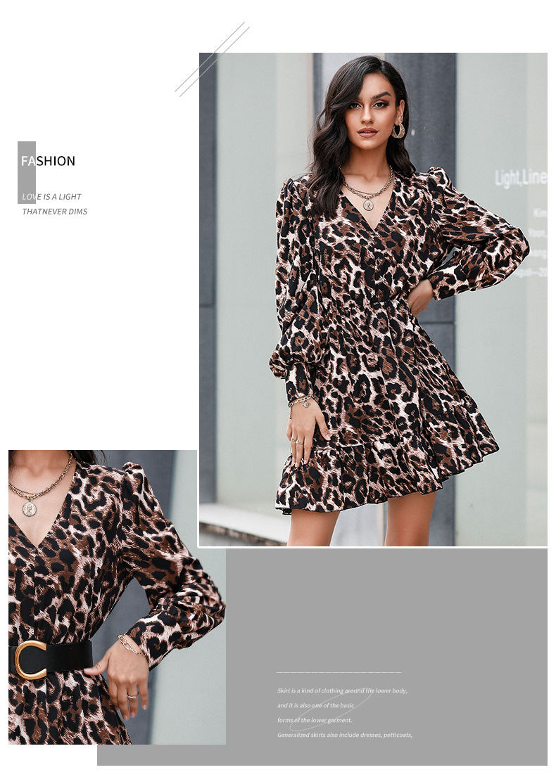 v-neck leopard print dress nihaostyles wholesale clothes NSYYF89343