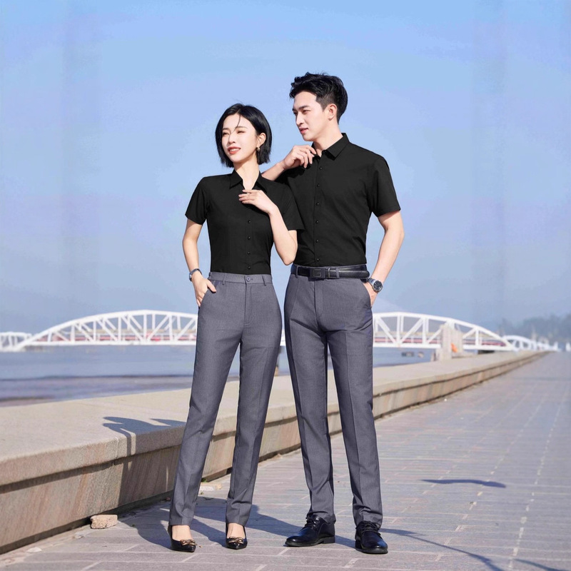 2025 Early Spring New Shirt Men's Workwear Slim Fit No-Iron Summer Shirt Men's Short Sleeve Embroidered Logo Wholesale