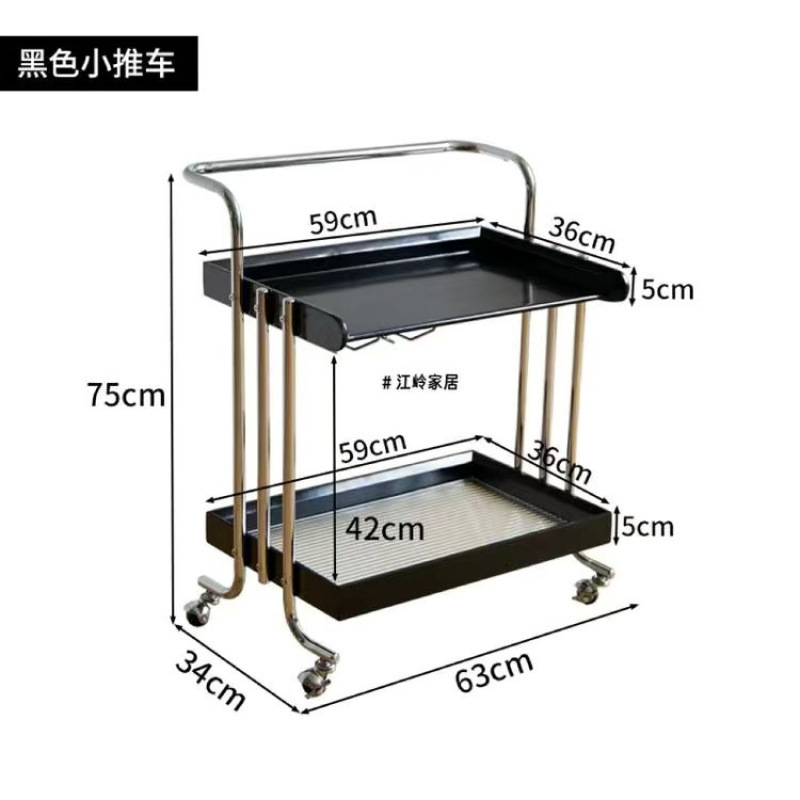 中古实木茶几可移动沙发边几胡桃色复古边柜客厅小推车床头置物架|undefined
