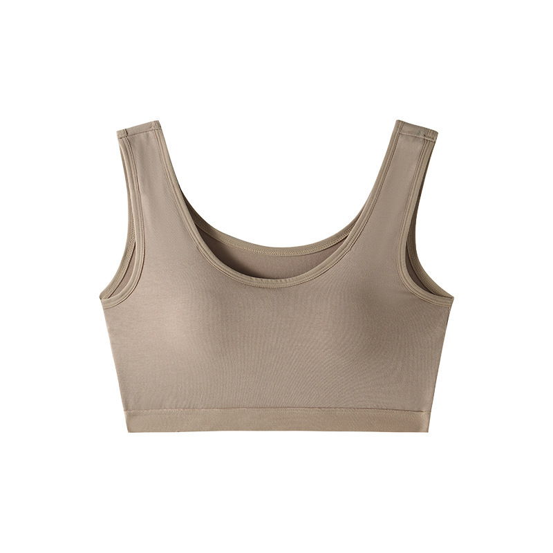 Pure Cotton Comfortable Fixed Cup with Chest Pad Sling Women's Summer Push-Up Beautiful Back-Wrapped Chest Non-Rim Sports Vest Bra