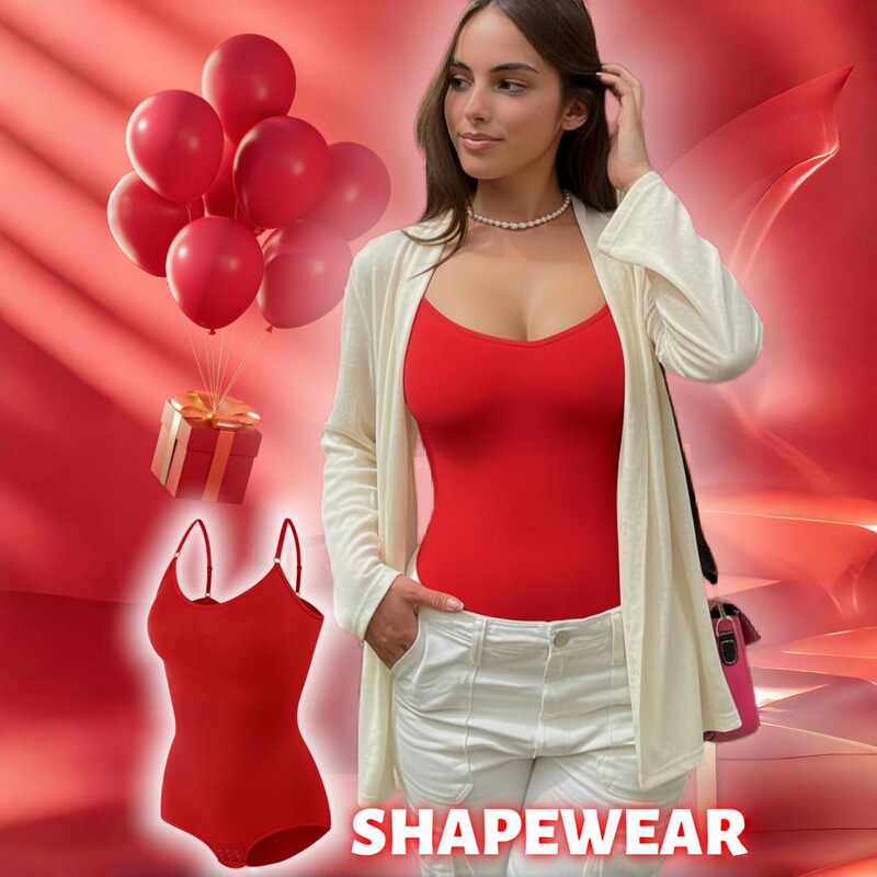 Amazon Big Red Jumpsuit Waist Slimming Tummy Lifting Butt Lifting Body Shaping Jumpsuit Christmas Halloween Ladies