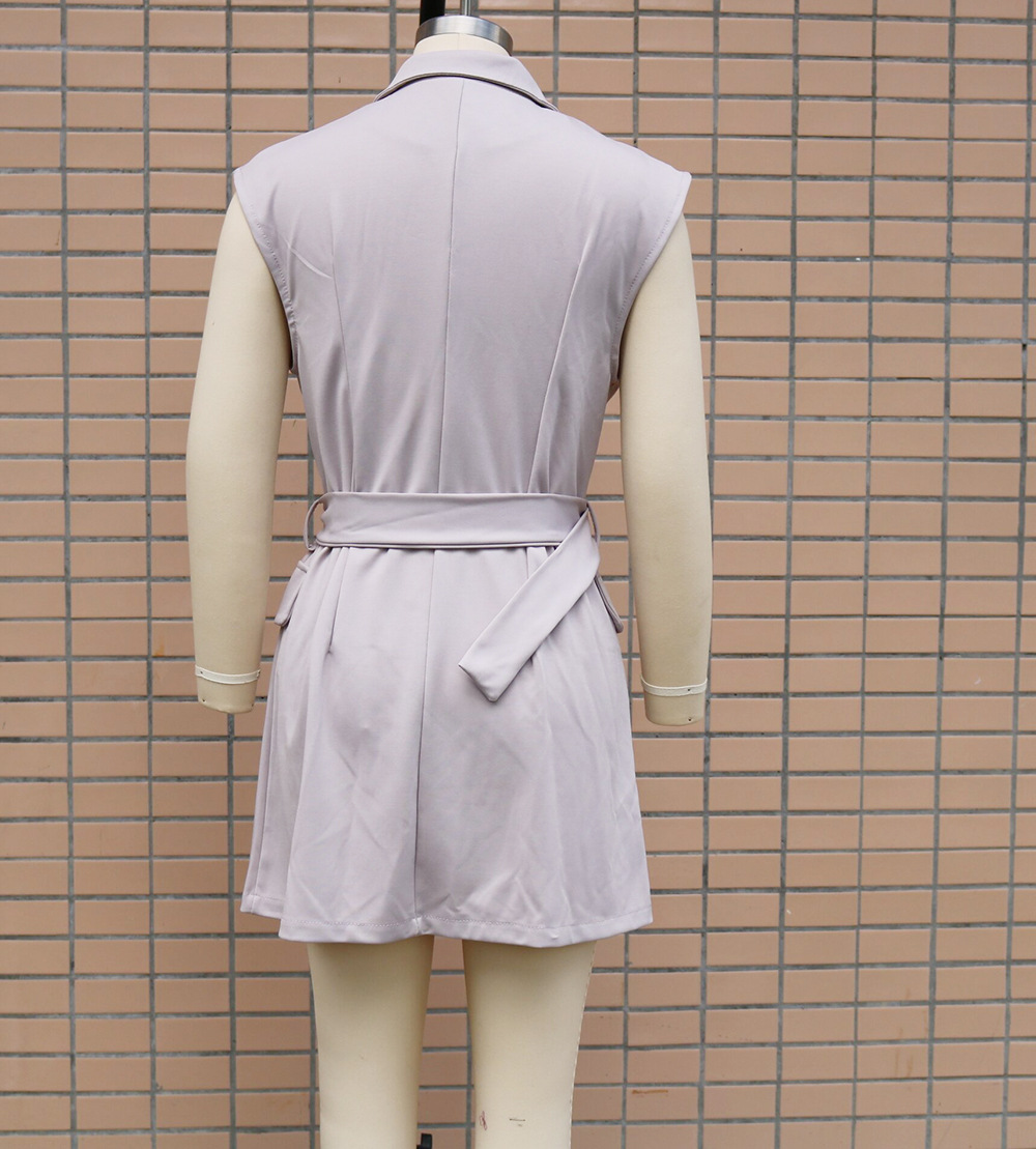 Women's Regular Dress Elegant Turndown Sleeveless Solid Color Knee-Length Daily Street display picture 12