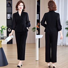 中年妈妈夏装时尚套装2025新款中老年女春夏气质雪纺衫七分袖上衣
