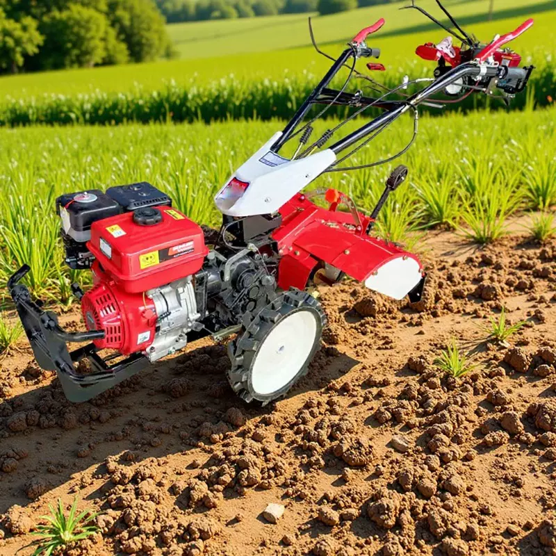 手扶式微耕机小型四驱农用汽柴油耕地机家用翻地犁地开沟旋耕机