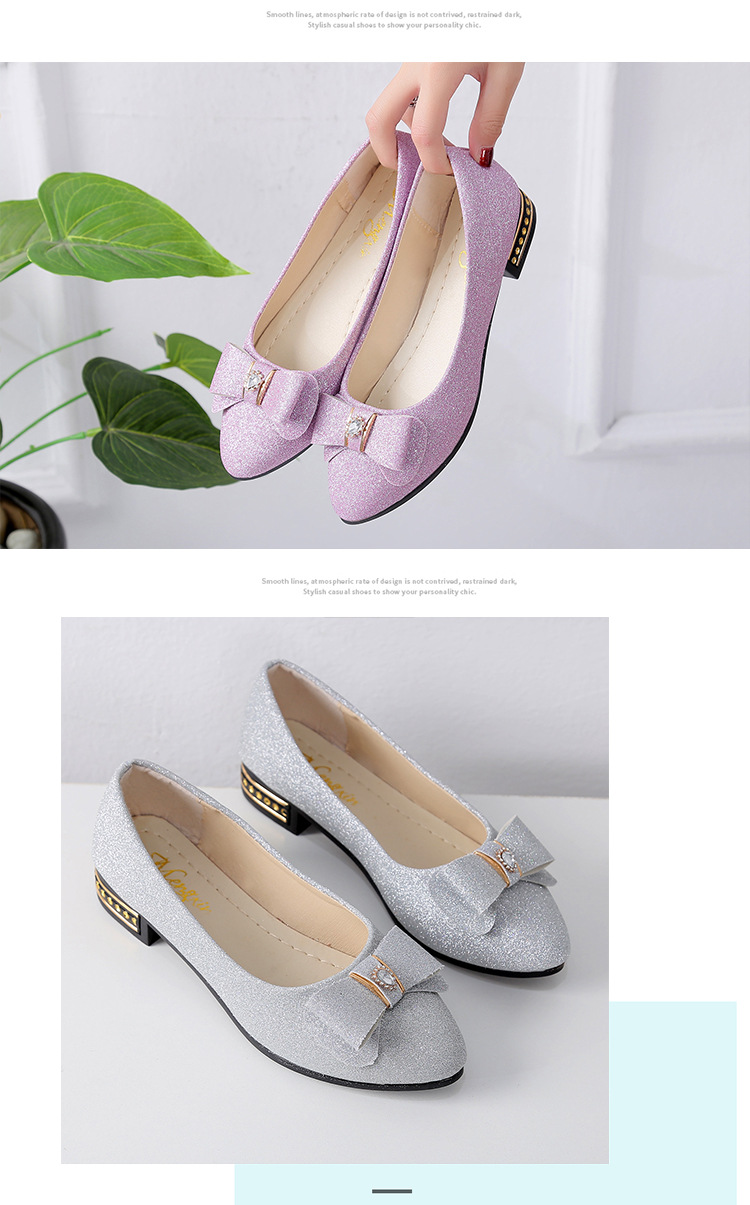 Spring Bow Knot Mom Shoes Low Cut Women's Sequined Soft Soled Loafers Professional Single Shoes_vogvips.com