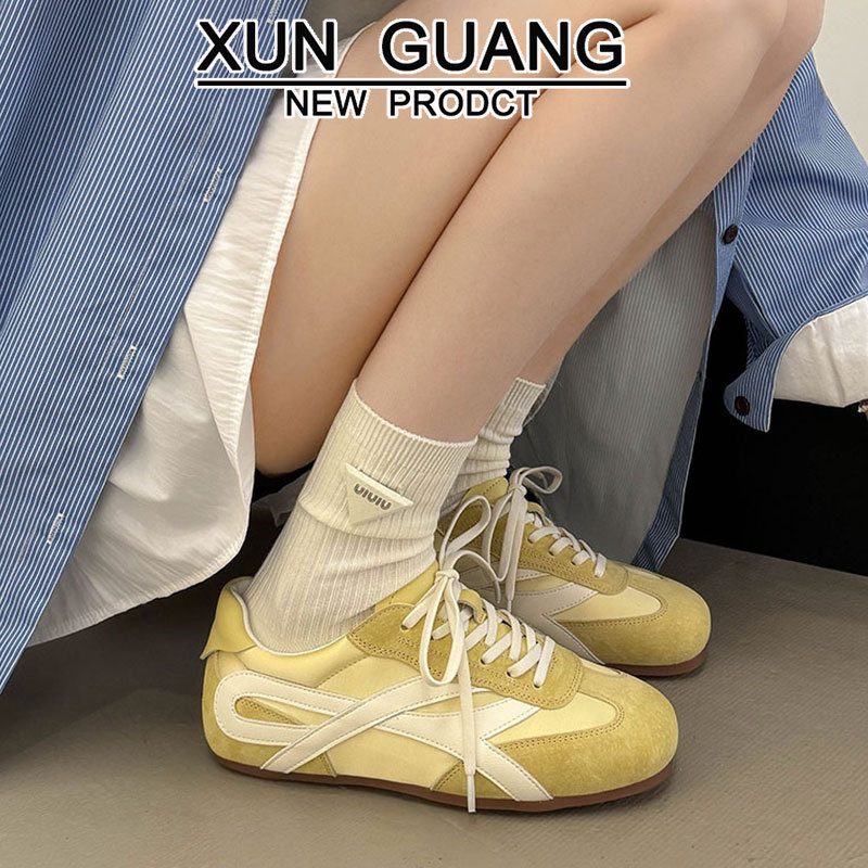 牛皮版~真皮阿甘鞋子女德训鞋女款2025秋季新款平底运动休闲板鞋|undefined