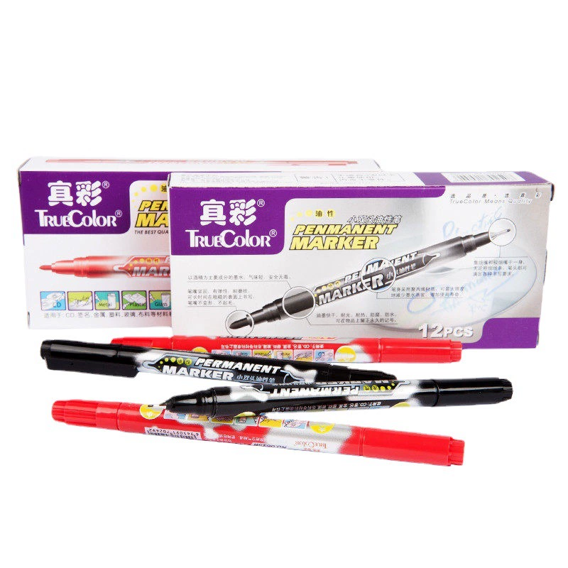 True Color 0615B маленький двуглавый маркер масляный маркер ручка Gou Line детская живопись черная ручка Stroke Art Pen