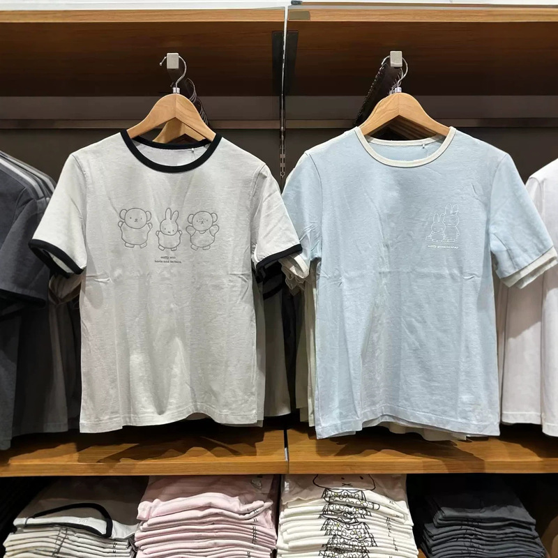 Women's Cartoon Miffy Rabbit Print T-Shirt/Round Neck Loose Casual Short-Sleeved T-Shirt 26 Summer 484498 484500