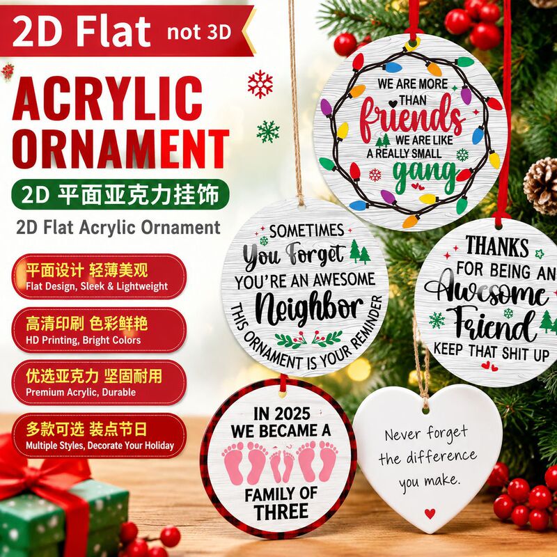 Cross-border Christmas decoration items: Christmas acrylic round blessing pendants for home, garden, and Christmas tree decorations