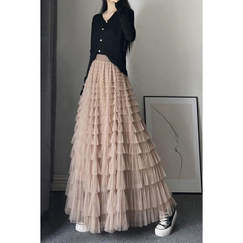 Multi-Layered Heavy-Duty Mesh Cake Skirt for Women, Summer Long Skirt with a Fairy-Like, Niche Style, Large Long Skirt, Tulle Skirt