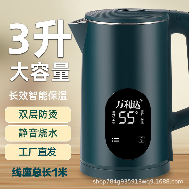 Wanlida 3L Electric Kettle with Automatic Shut-Off and Insulation, Large Capacity Water Boiler for Home Use