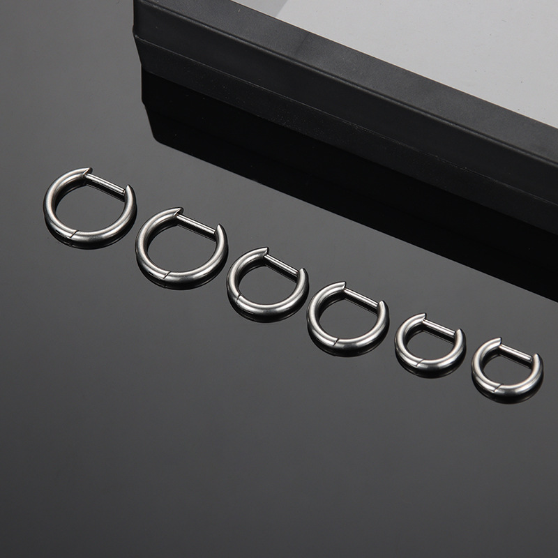 F136 Titanium Alloy Straight Needle D-Ring Ear Hoop Semi-Circle Nose Ring Titanium Steel Stainless Steel Plain Hoop Ear Piercing D-Shaped Earrings