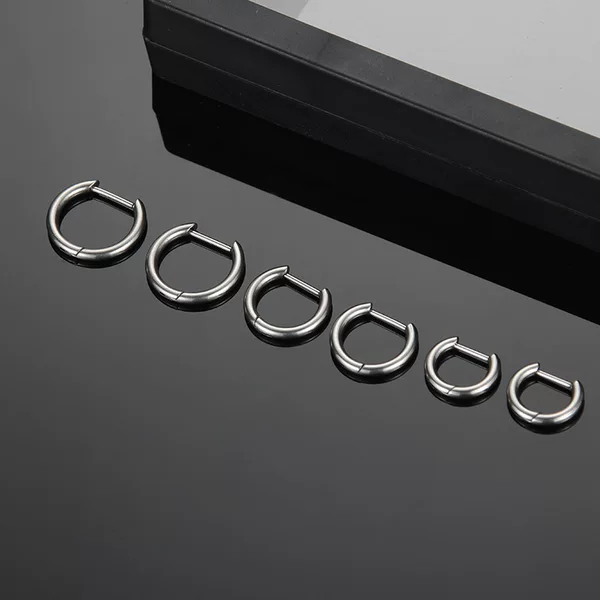 F136 Titanium Alloy Straight Needle D-Ring Ear Hoop Semi-Circle Nose Ring Titanium Steel Stainless Steel Plain Hoop Ear Piercing D-Shaped Earrings