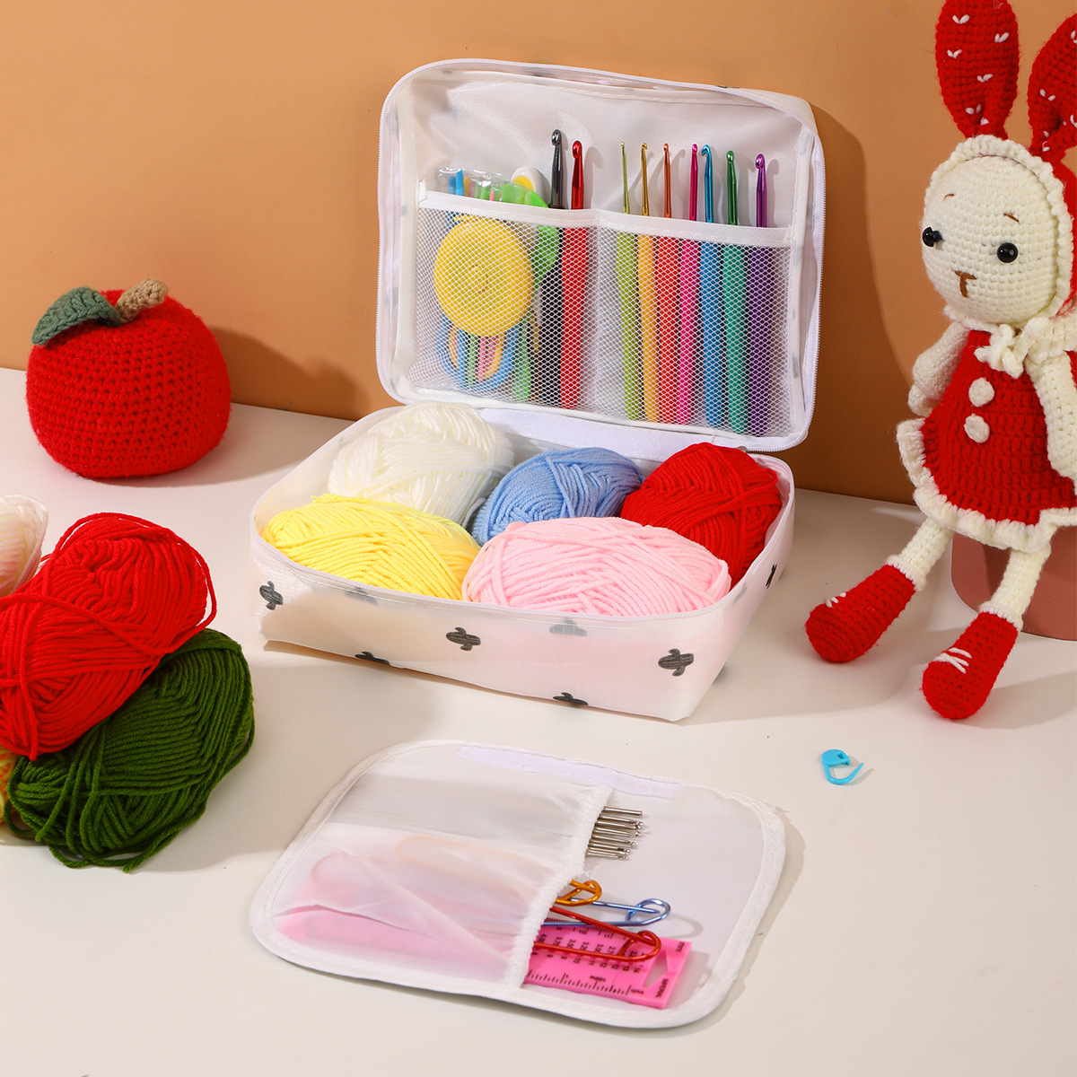 Transfronterizo nuevo principiante crochet traje multi-color bolsa de almacenamiento serie entrada ganchillo accesorios de lana al por mayor