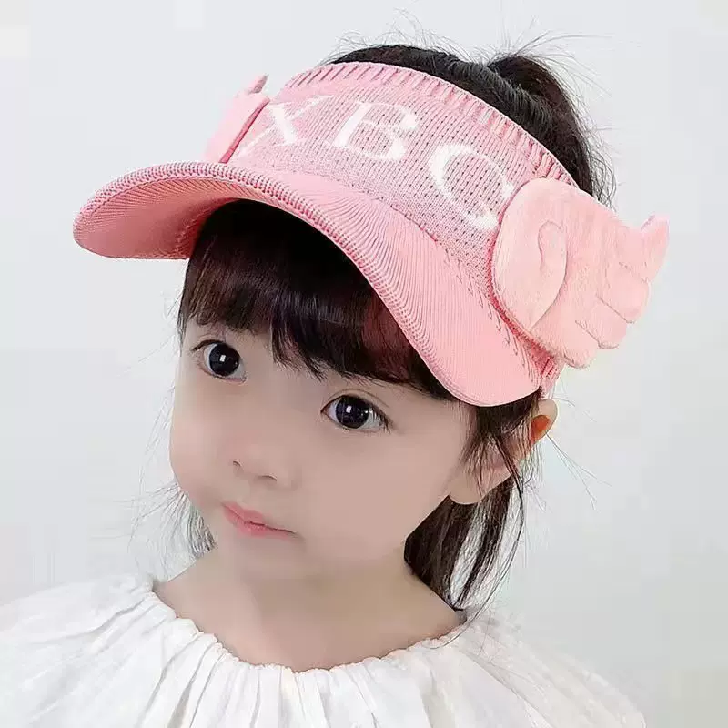 夏季宝宝遮阳帽男童女童防晒太阳帽小天使鸭舌空顶帽户外时尚帽子