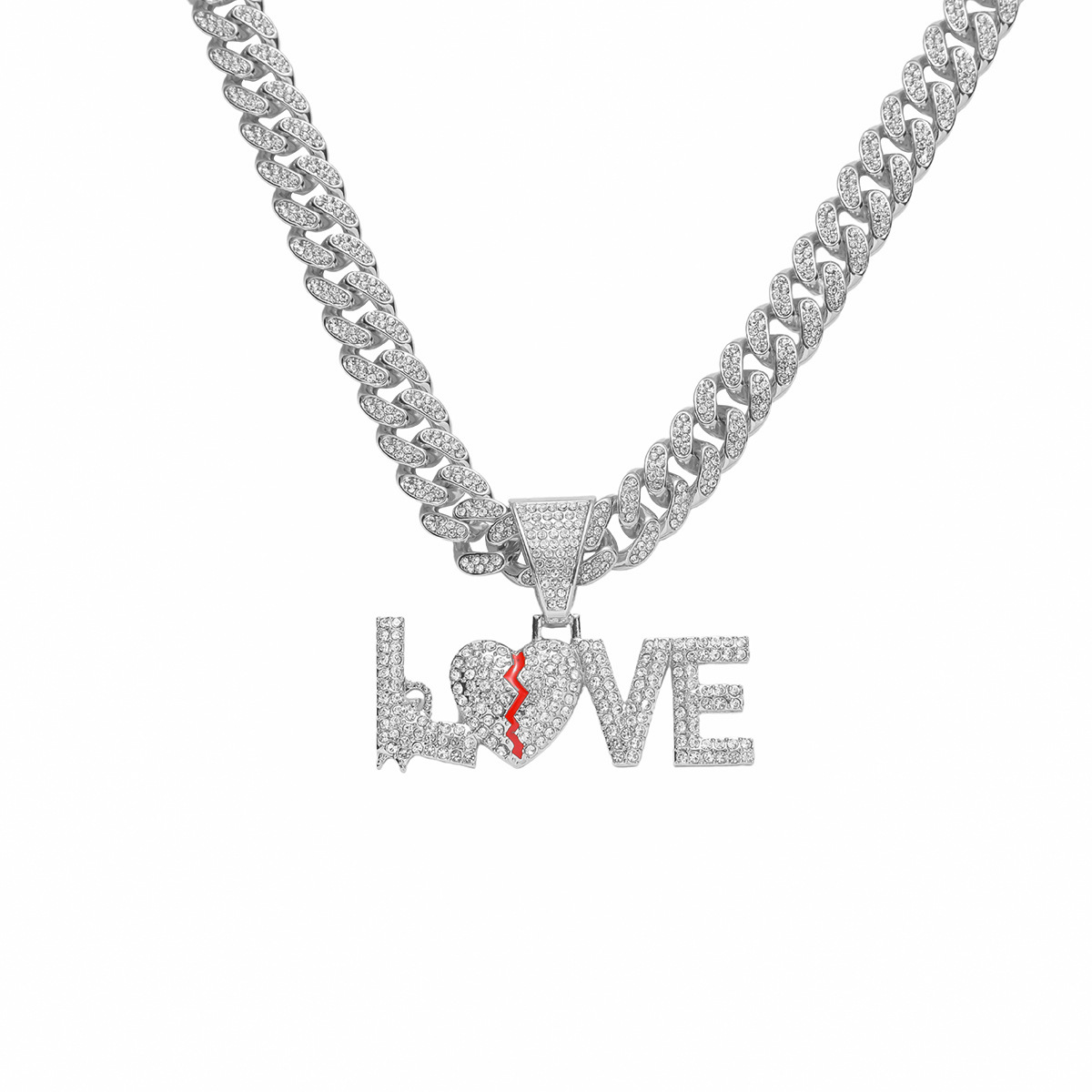 Hip-hop Love Alloy Plating Inlay Rhinestones Men's Pendant Necklace Necklace Pendant display picture 2