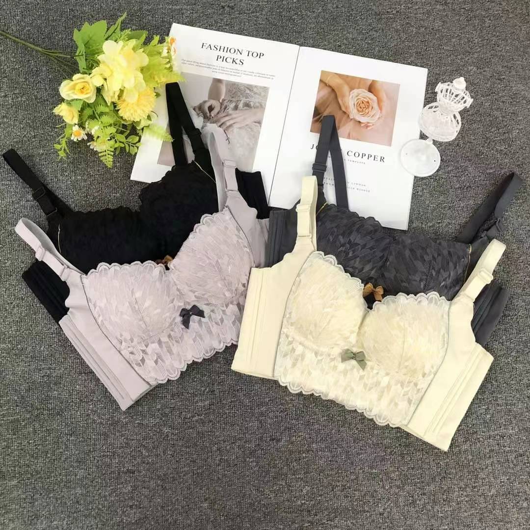 Nuevo sujetador de alta calidad de moda de encaje jacquard transpirable y cómodo ajuste lateral de pecho de cinco botones ropa interior mujer