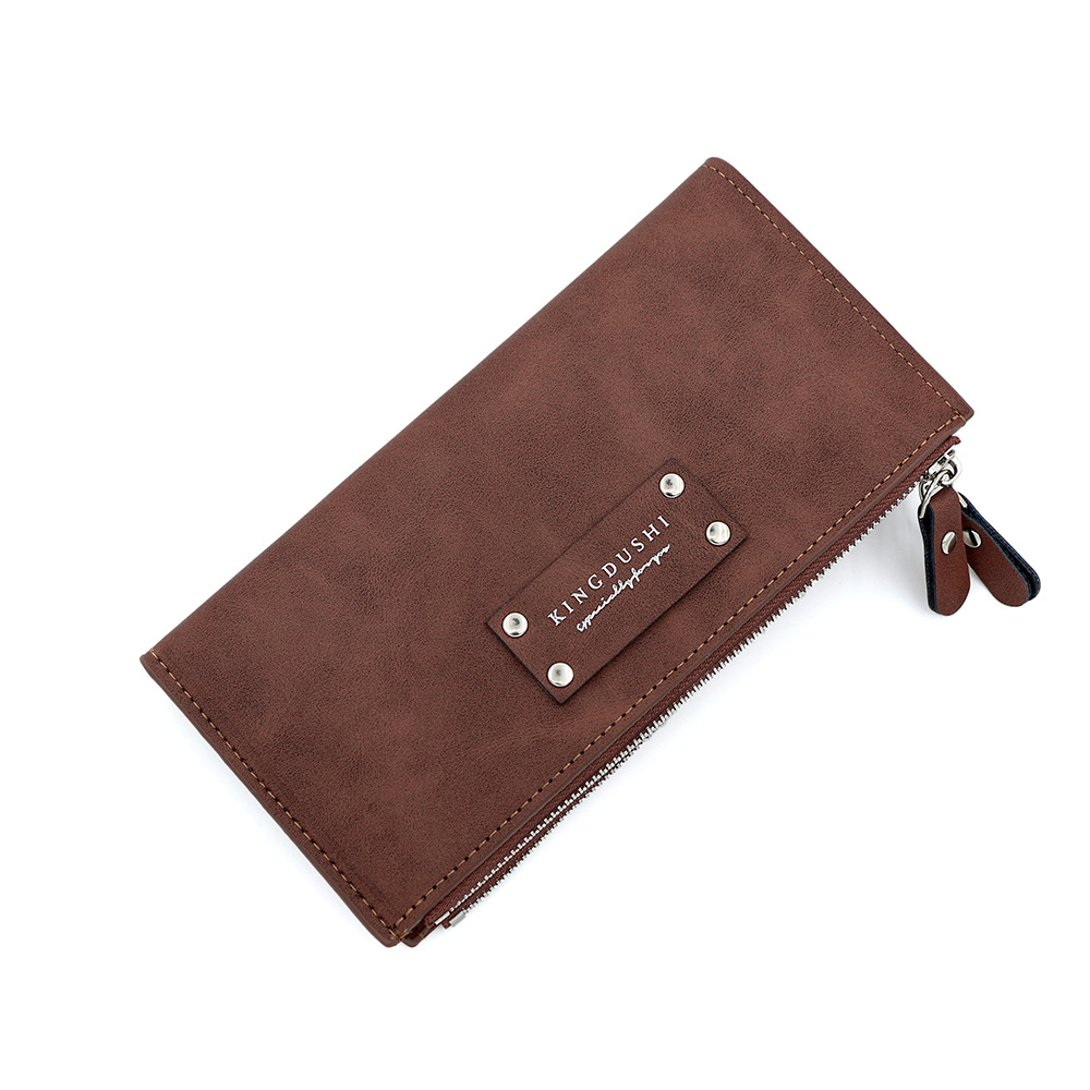 Coreano remache elemento de bolso largo para hombres con bisagra cremallera lateral bolso de mano bolso de tarjeta múltiple bolso de hebilla magnética