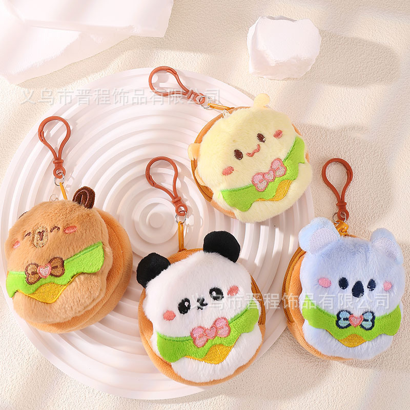 Cartoon Plush Bow Tie Apron Kabi Barra Coin Purse Pendant Bluetooth Headset Coin Mini Small Bag Hanging Ornaments