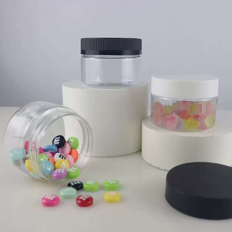 66口食品罐子塑料密封罐压旋盖PET罐子茶叶罐中草药CR大麻罐