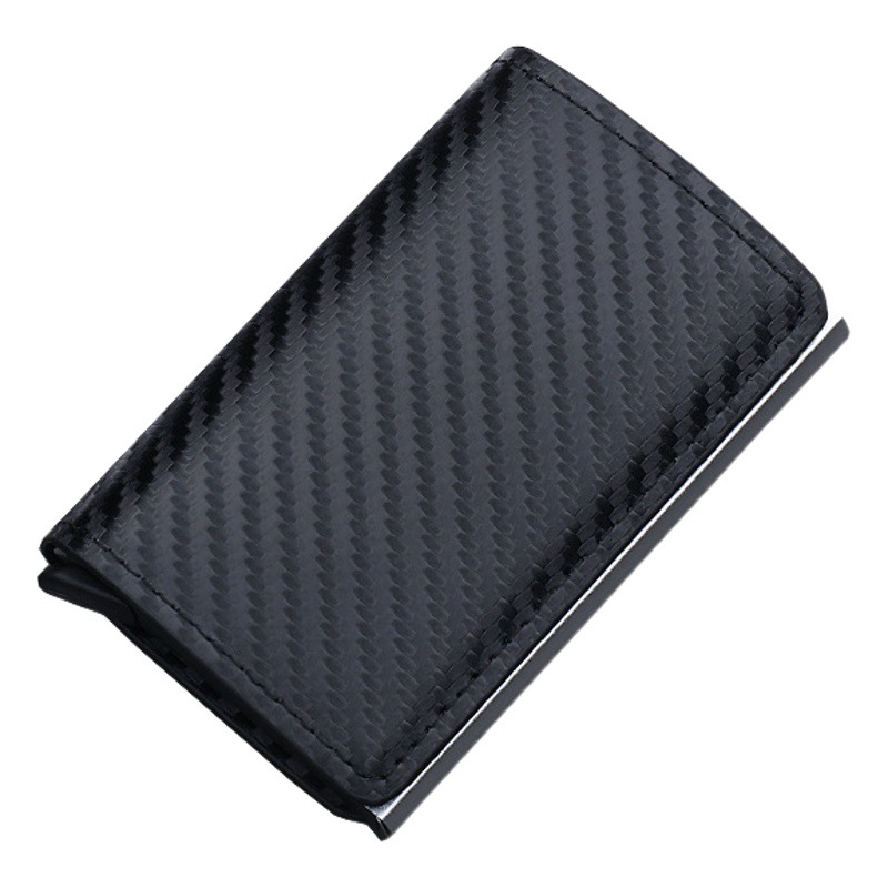 Titular de la tarjeta de fibra de carbono de las mujeres RFID antirrobo cepillo automático pop-up bolsa de dólar titular de la tarjeta de metal de los hombres multi-tarjeta de la cartera