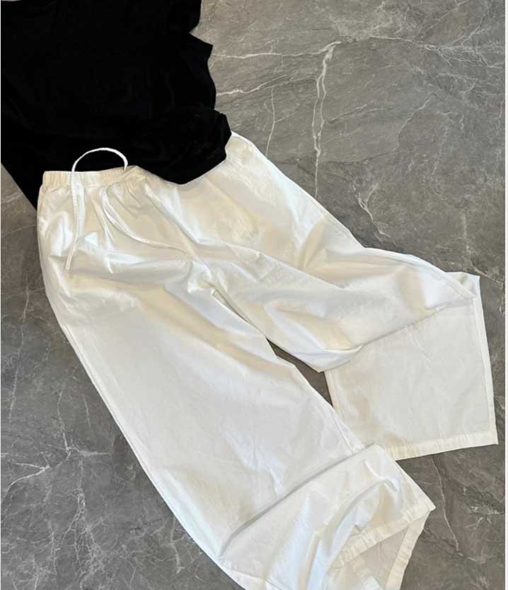 Quần culottes nữ ống rộng chất giấy cotton trắng dáng lưỡi liềm, phong cách Hàn Quốc mùa hè — Màu trắng chi tiết 7