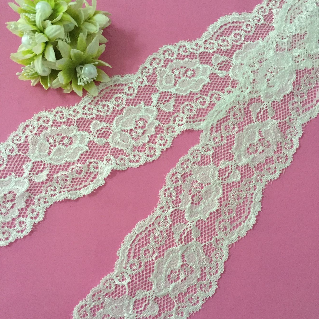 厂家直供6.5cm弹性蕾丝带 女装内衣花边 锦氨波浪蕾丝花边现货