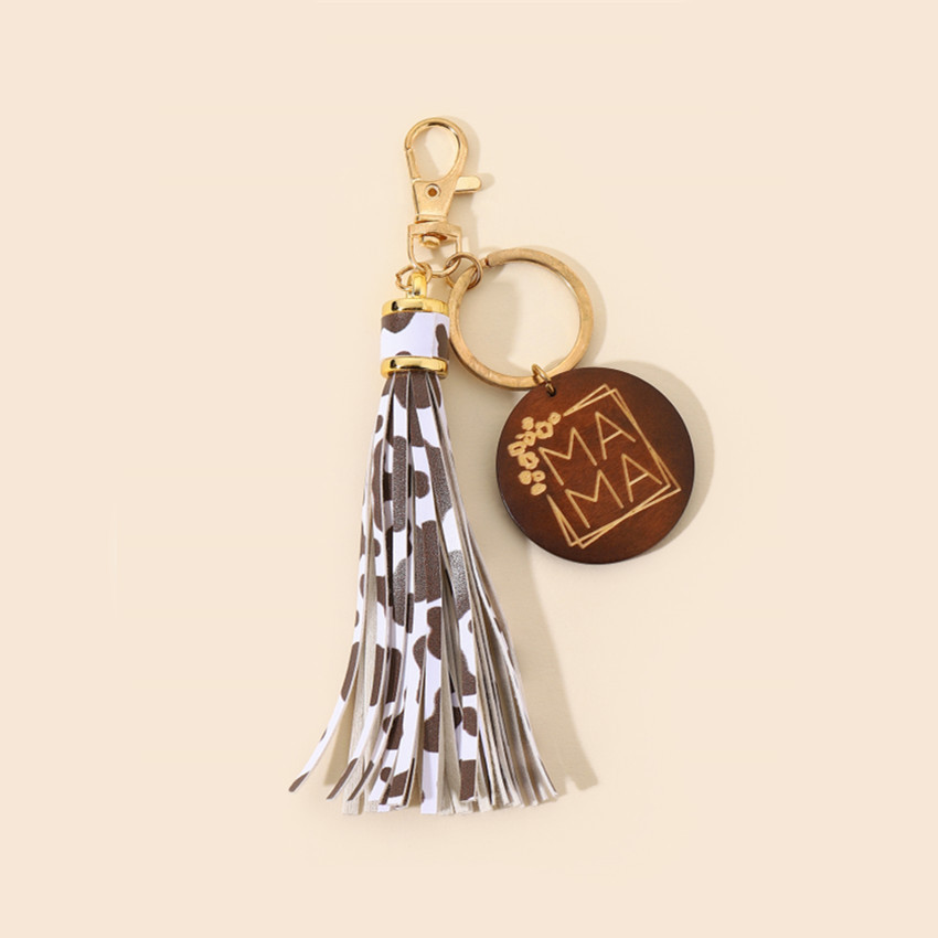 17g Weight Keychain Classification 1 Piece Quantity Casual, Holiday, Daily Occasion Pu Leather Material Mother'S Day Festival Letter, Tassel Pattern Unisex Gender Modern Style Style Modern Style Letter Tassel Pu Leather Mother'S Day Unisex Keychain 33