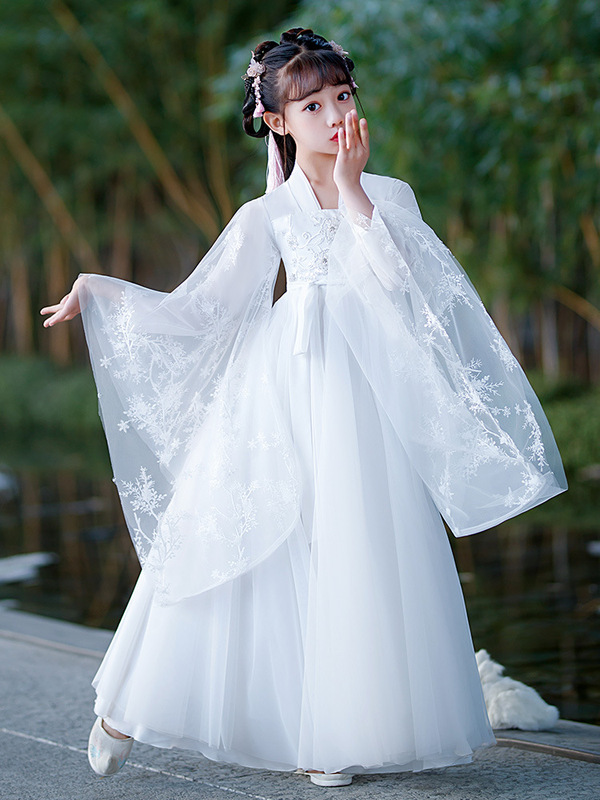 Girls white champagne hanfu Chinese Princess dress hanfu fairy dress costume outfit Ru skirt girl super hanfu dust antique wide sleeve skirt Girls white champagne hanfu Chinese Princess dress hanfu fairy dress costume outfit Ru skirt girl super hanfu dust antique wide sleeve skirt