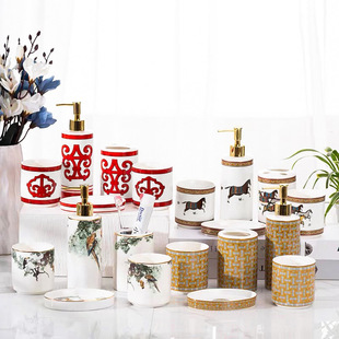 Aima's European-style Ceramic Bathroom suit High-end Hotel Toiletries Toiletries Storage Ornaments Gift Box Packaging