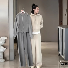ヨーロッパの大きいサイズの婦人服の新型の秋のレジャー運動のスーツの女性の洋気は年齢を減らして明らかにやせているスウェットの2セットの太っているMMを現します。