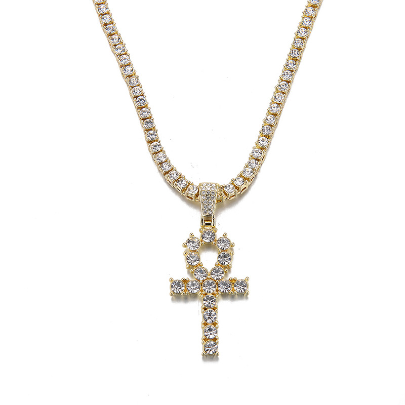 Hip-hop Cross Alloy Inlay Rhinestones Unisex Pendant Necklace display picture 3