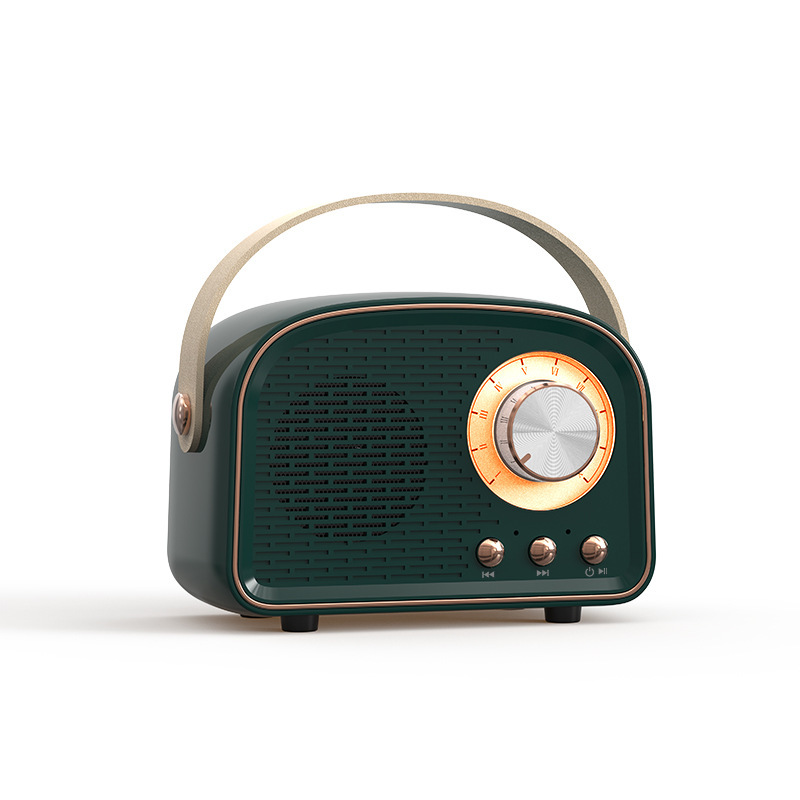 クリエイティブレトロbluetoothスピーカーミニポータブルusbメモリtfカードアルミ合金fm bluetooth付き小音響源工場|undefined