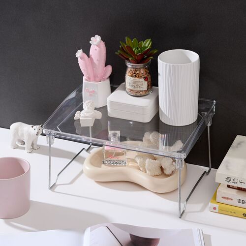 Desktop storage cosmetics partition transparent layered storage rack multi-functional plastic seasoning rack layered storage rack