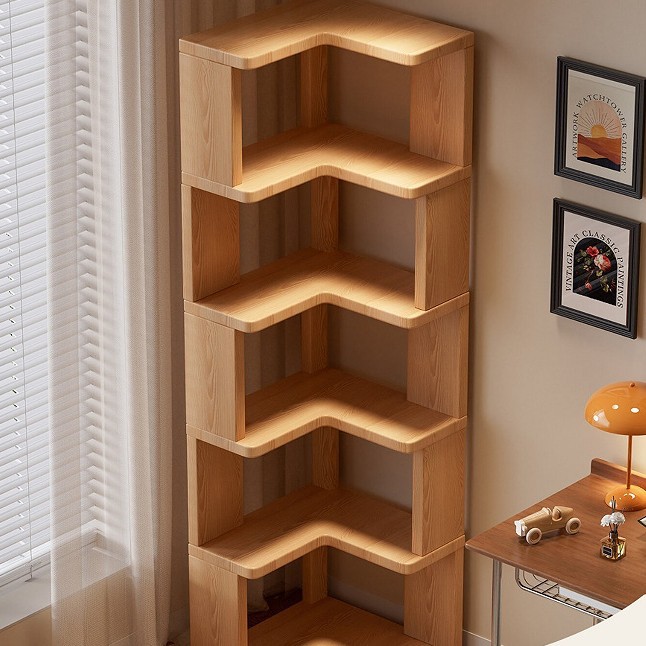 Integrated corner bookshelf storage rack, wall-mounted narrow cabinet, home corner storage shelf, bookcase, storage cabinet