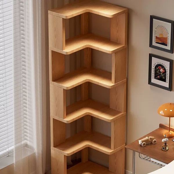 Integrated corner bookshelf storage rack, wall-mounted narrow cabinet, home corner storage shelf, bookcase, storage cabinet