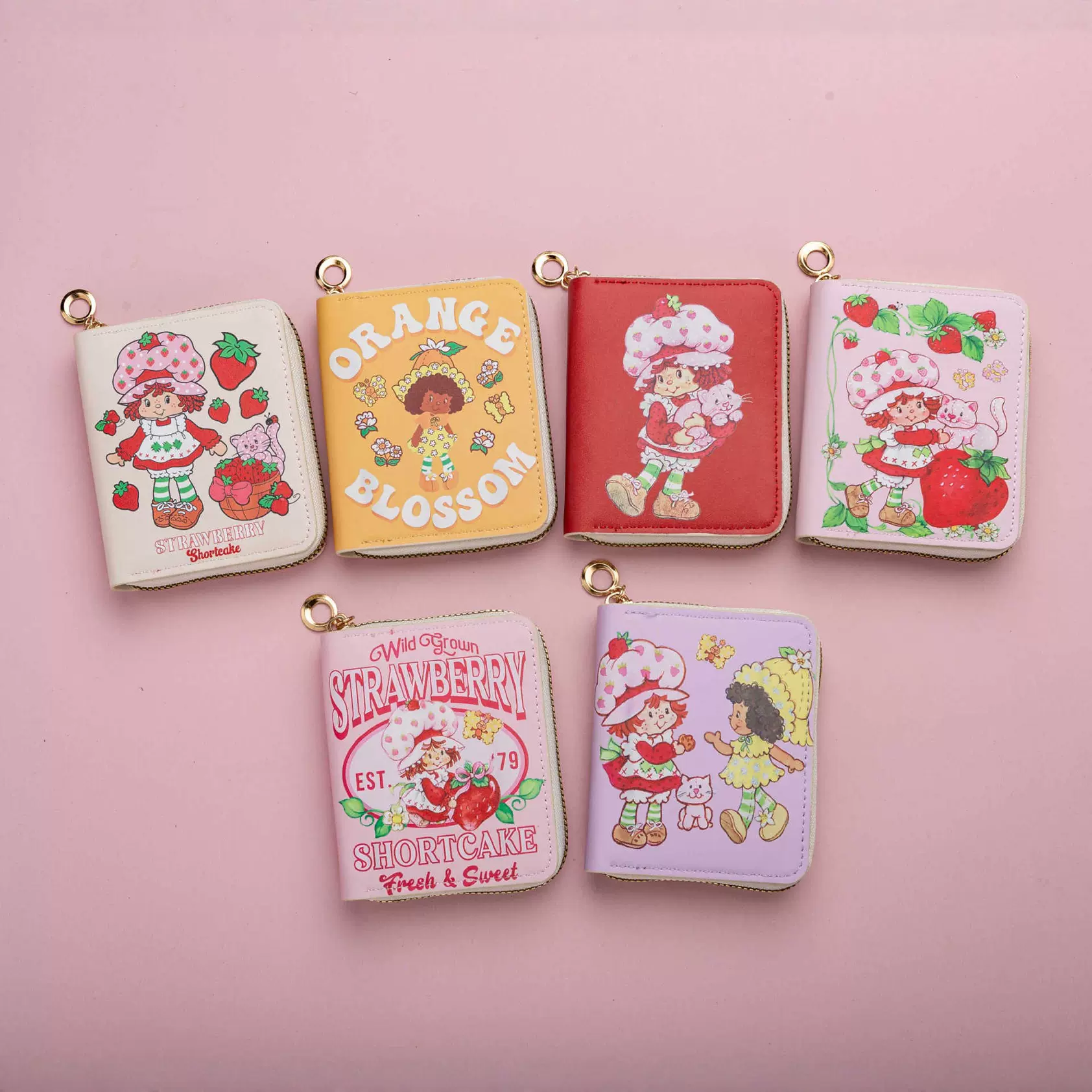 跨境新款代贴短款女式卡通钱包草莓女孩可爱学生零钱包潮儿童包包