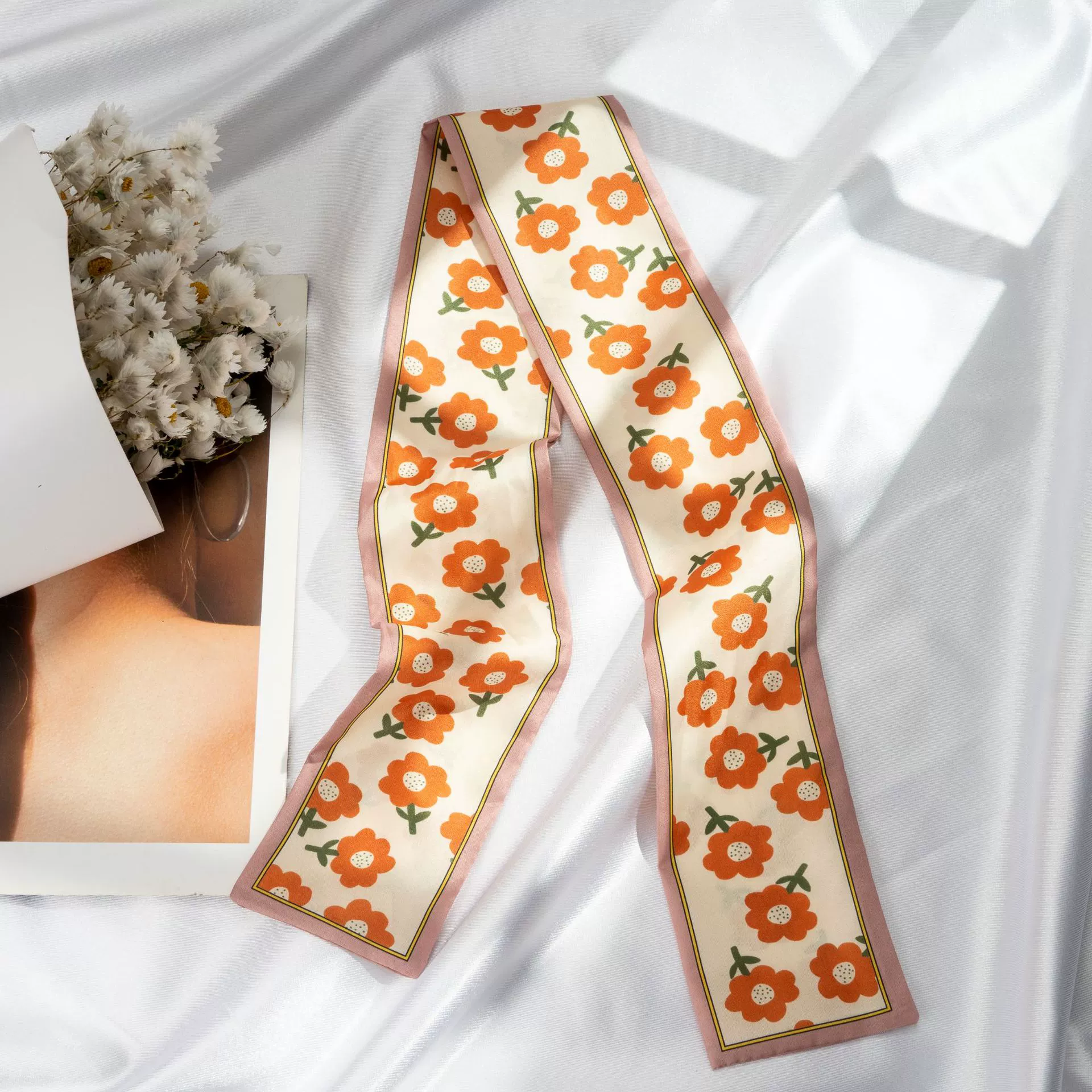 Silk Scarf Hairband (Suhang) long streamer 89×3.8 cm, lightweight gift box option