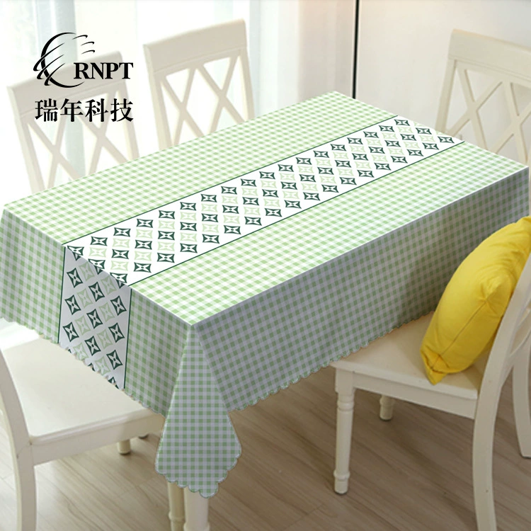 RNPT Ruien производители горячо продают зеленую скатерть в клетку с принтом простой водонепроницаемый скатерть из ПВХ пластиковый скатерть