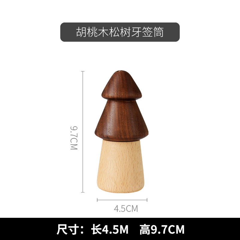 B & B palillo pote palillo de dientes cubo palillo de dientes caja de palillo de dientes de almacenamiento Estilo japonés madera Nogal Negro hogar lindo seta