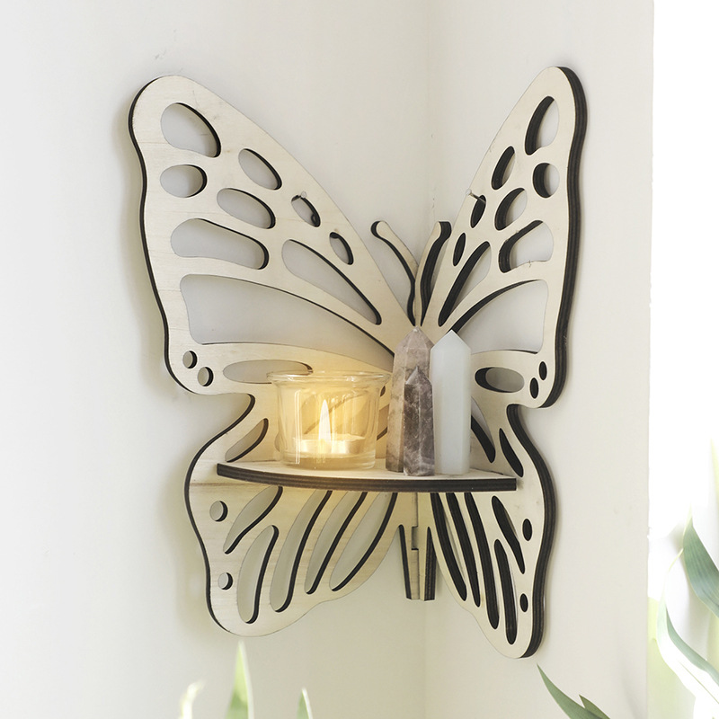 Wood Material Butterfly Pattern Cute, Pastoral Style Handmade Craft Cute Pastoral Butterfly Wood Ornaments Artificial Decorations
