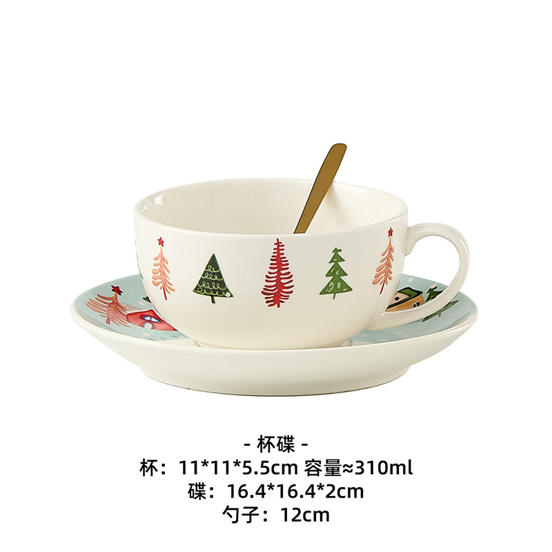 圣诞陶瓷餐具套装米饭碗 可印logo餐具可爱点心菜盘陶瓷亚马逊专|undefined