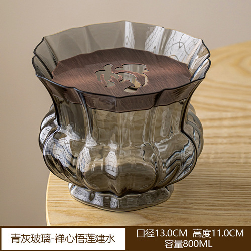 Japanese-style glass built water tea dregs tank household large tea washing cup washing basin Kungfu tea set accessories large waste water bucket