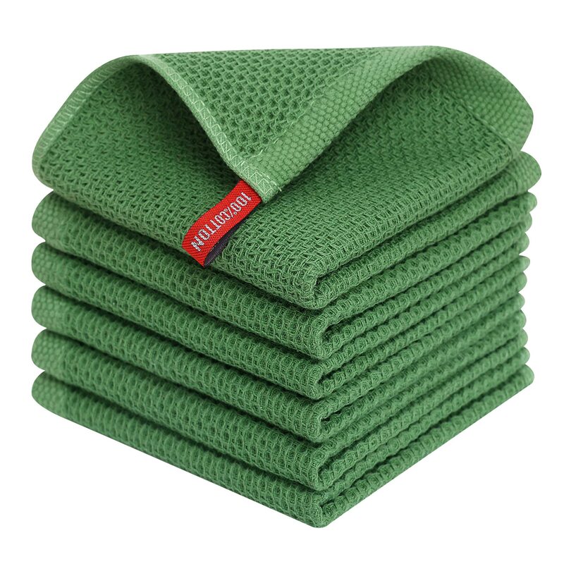 Waffling Square Towel Green Cross Border Towel 34*34 34*72 Absorbent Soft Pure Cotton Plain Honeycomb