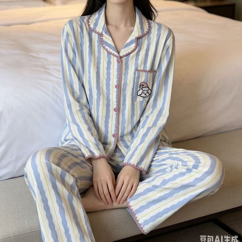 【240克螺纹德绒】贝壳边秋冬爆款女式卡通保暖家居睡衣