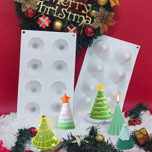 。8连圣诞树慕斯硅胶模具圣诞节DIY圆锥形蛋糕装饰法式烘焙矽胶磨